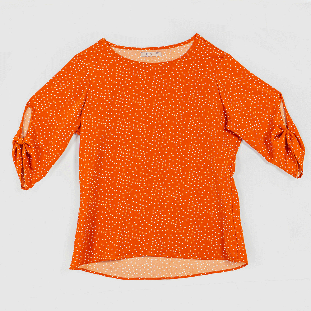 Blusa 3 4 Redondo Estampado Total Terracota Ref Se0212463 pl 00 Hoja Verde superexitoec