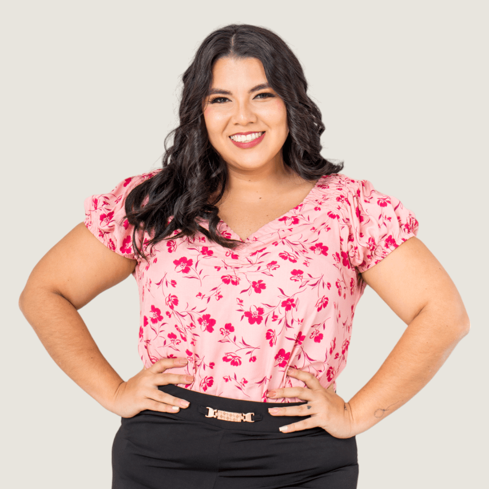 Blusa Manga Corta Estampado Total Palo Rosa Ref S11312 pl 11