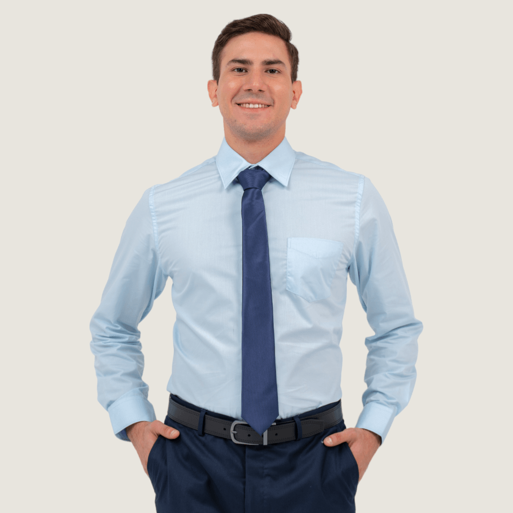 Camisa Manga Larga Tejido Plano Con Stretch Camisero Celeste Ref 0kllml007 ct 01 Kemp superexitoec