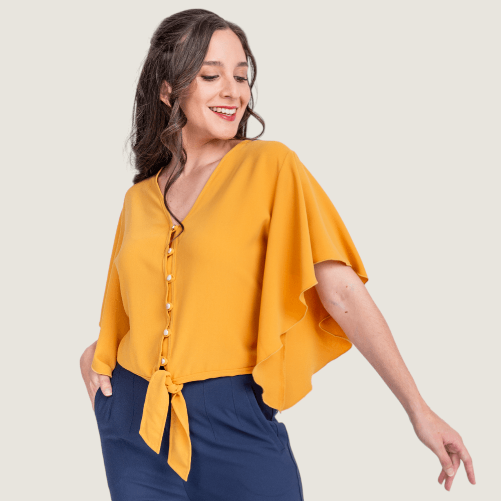 Blusas color mostaza shops 2020