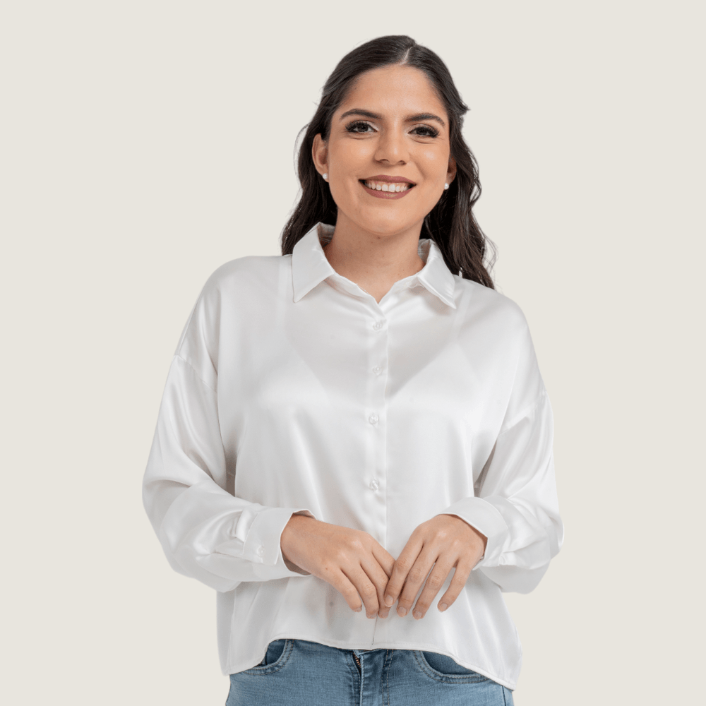 Blusa blanca de manga larga hotsell