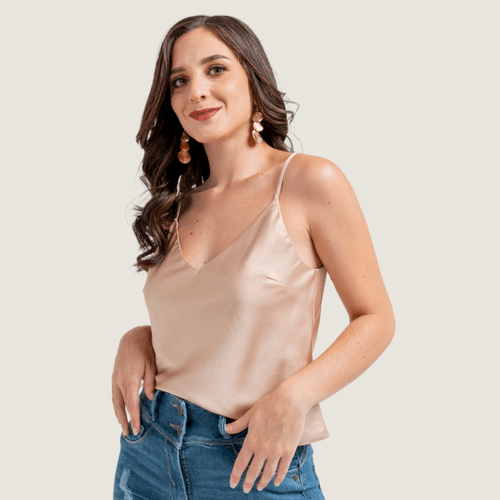 Blusa De Tiras Cuello En V Unicolor Dorado Ref 75309 ct 00 Ambiance superexitoec